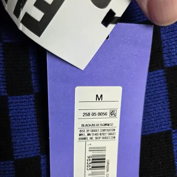 Future Collective Stretch Aline Midi Skirt M Black Blue Check Plaid Party NWT - Picture 7 of 12